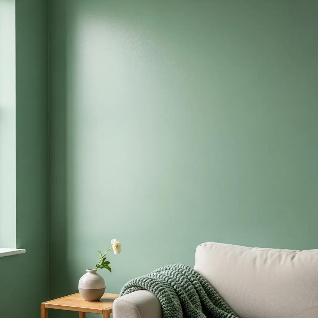 Recently painted living room with fresh wall color and cozy styling