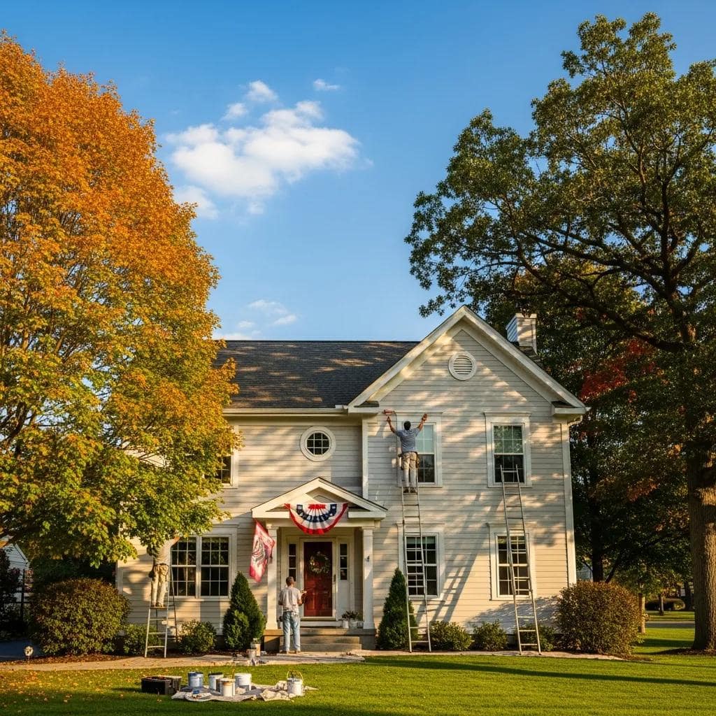 Revamp Your Home: Best Exterior Painters Near Churchville 4 House exterior under favorable weather for painting near Churchville with leafy trees