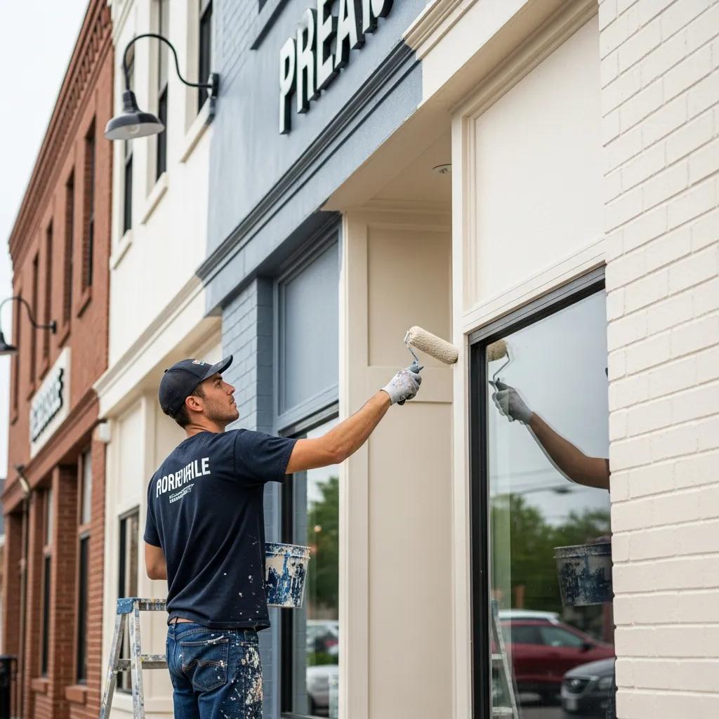 professional painter applying fresh paint to a commercial building in churchville dd477081 243f 4a32 9113 6f83c6f9e12b